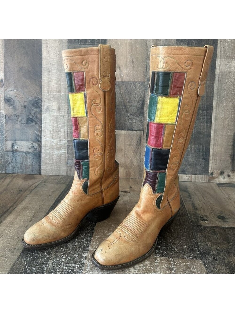 Tony Lama Vintage Gold Label Multi Color Western Cowboy Boots Womens 5 B